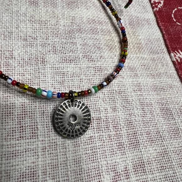 Silpada Choker Neckace with Tiny Glass Beads and Sterling Pendant - Picture 2 of 3